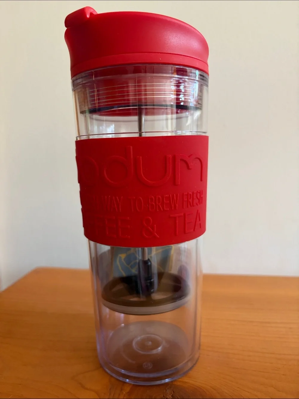 Bodum Red Travel Press Mug with Silicone Grip